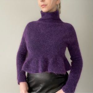 Sarah Pacini peplum mohair wool blend cropped sweater